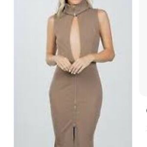 Mocha Maxi Long Slit Dress